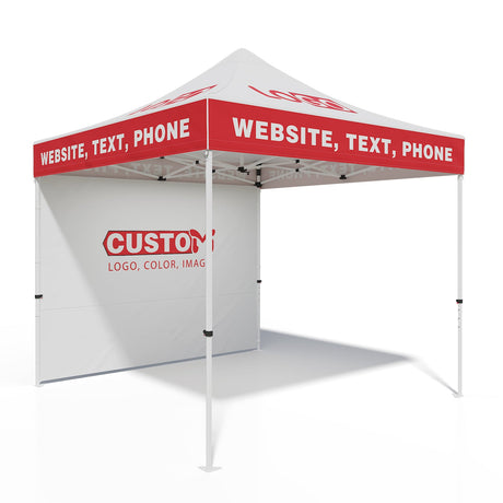 Aluminum Canopy Tent with One Wall Panel with Your Logo and Design 10x10 ft - Eagle Peak Custom Canopy Tent