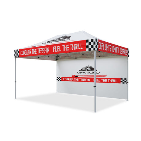 Aluminum Canopy Tent with One Wall Panel with Your Logo and Design 10x15 ft - Eagle Peak Custom Canopy Tent
