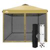 EAGLE PEAK 10x10 Outdoor Easy Pop up Canopy with Netting, Instant Screen Party Tent with Mesh Side Walls, Gray/Beige/American Flag