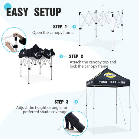 Canopy Tent with 3 Wall Panels with Your Logo and Custom Design 5x5 ft - Eagle Peak Custom Canopy Tent