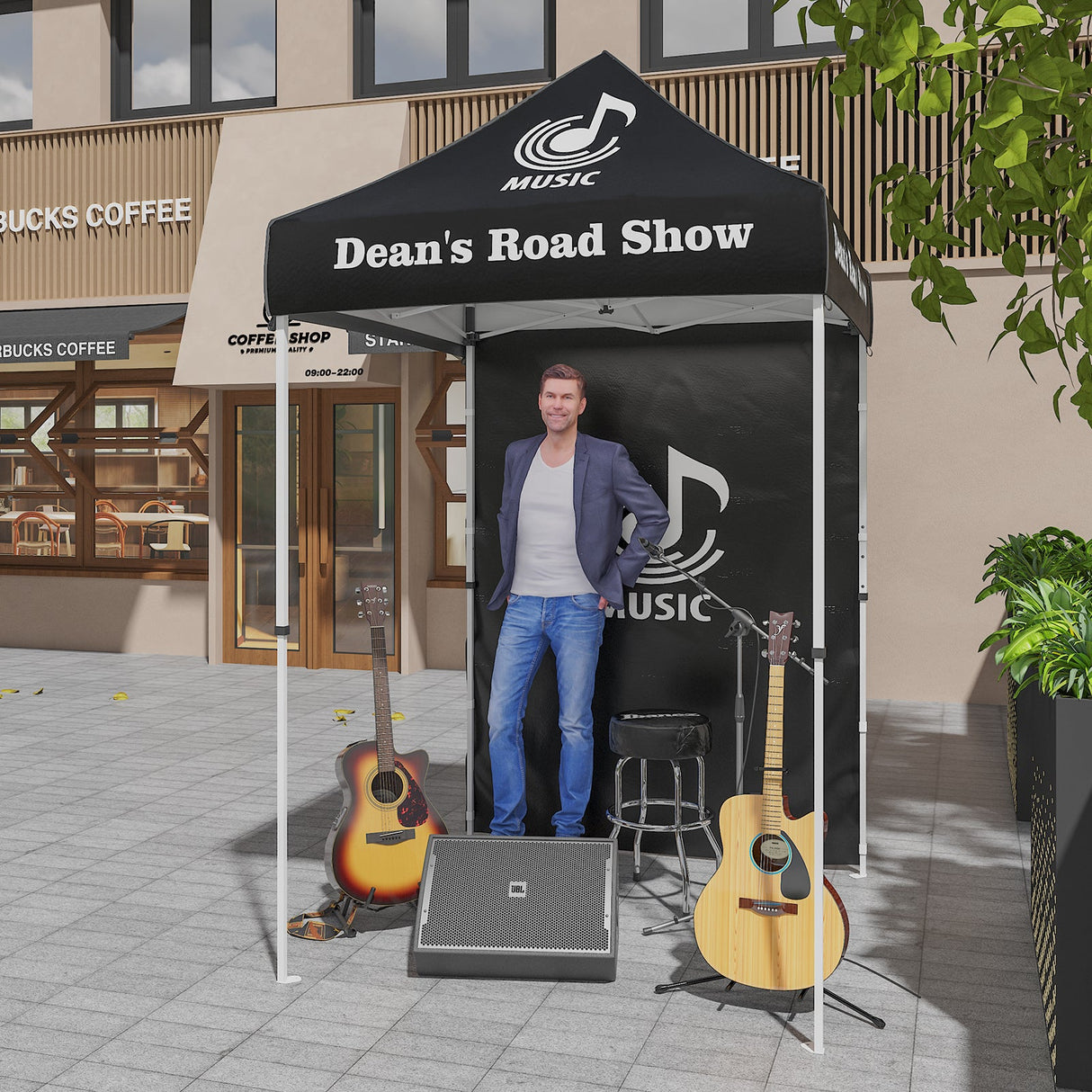 Canopy Tent with One Wall Panel with Your Logo and Custom Design 5x5 ft - Eagle Peak Custom Canopy Tent