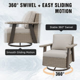 Classic Wicker 360° Swivel Glider Chair, Set of 4, Beige/Beige, Red, Dark Blue, Tan, Black - Eagle Peak Custom Canopy Tent