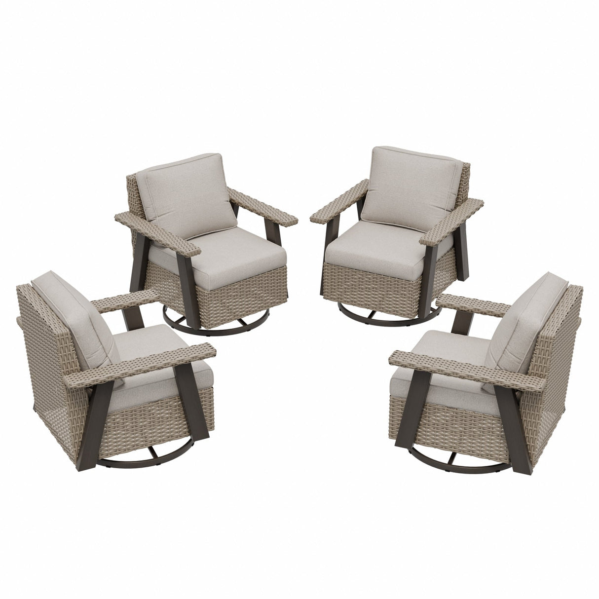 Classic Wicker 360° Swivel Glider Chair, Set of 4, Beige/Beige, Red, Dark Blue, Tan, Black - Eagle Peak Custom Canopy Tent