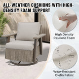 Classic Wicker 360° Swivel Glider Chair, Set of 4, Beige/Beige, Red, Dark Blue, Tan, Black - Eagle Peak Custom Canopy Tent