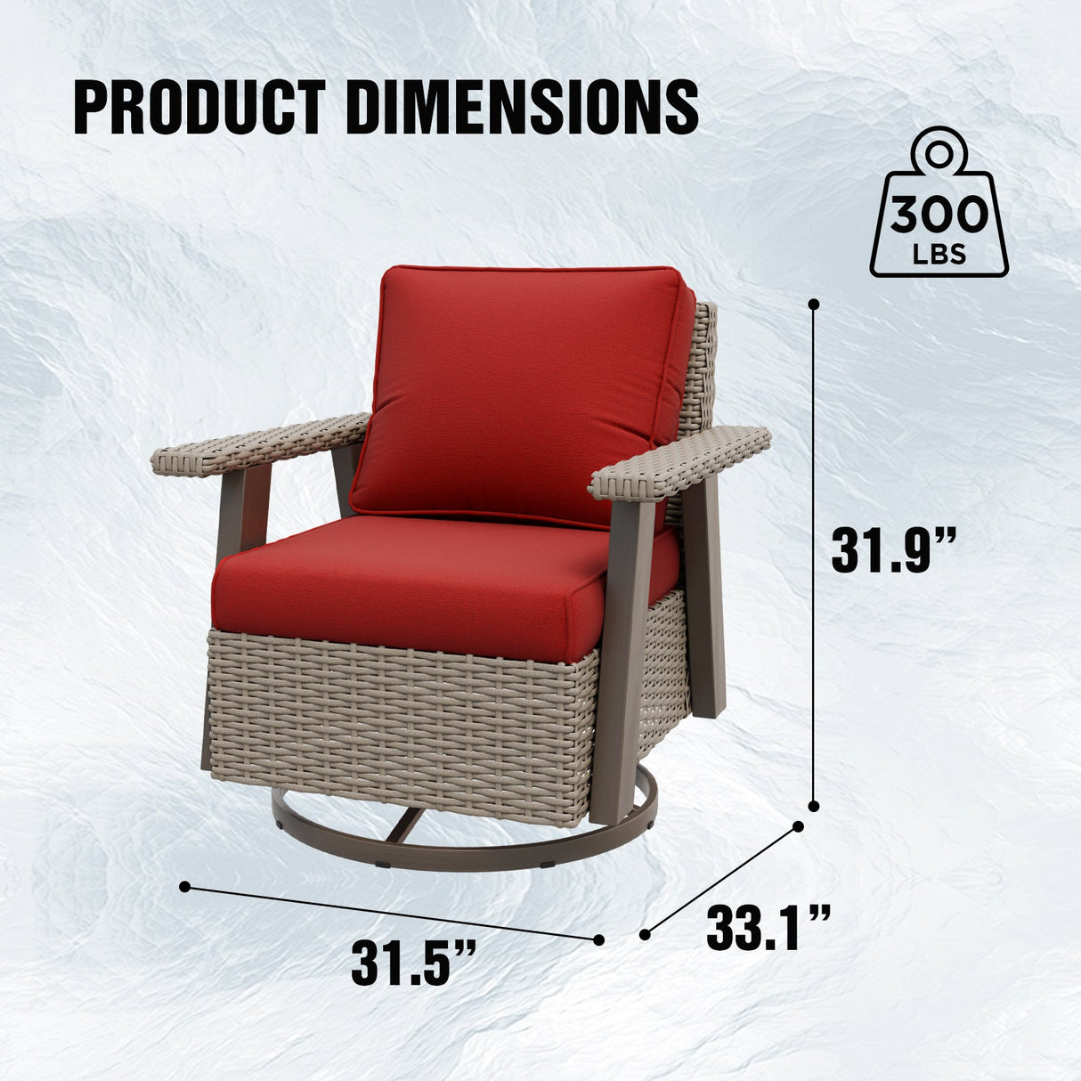 Classic Wicker 360° Swivel Glider Chair, Set of 4, Beige/Beige, Red, Dark Blue, Tan, Black - Eagle Peak Custom Canopy Tent