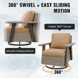 Classic Wicker 360° Swivel Glider Chair,Set of 2, Beige/Beige, Red, Dark Blue, Tan, Black - Eagle Peak Custom Canopy Tent