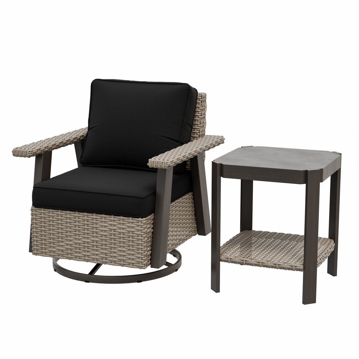 Classic Wicker Patio Bistro Set of 2, Beige/Beige, Red, Dark Blue, Tan, Black - Eagle Peak Custom Canopy Tent