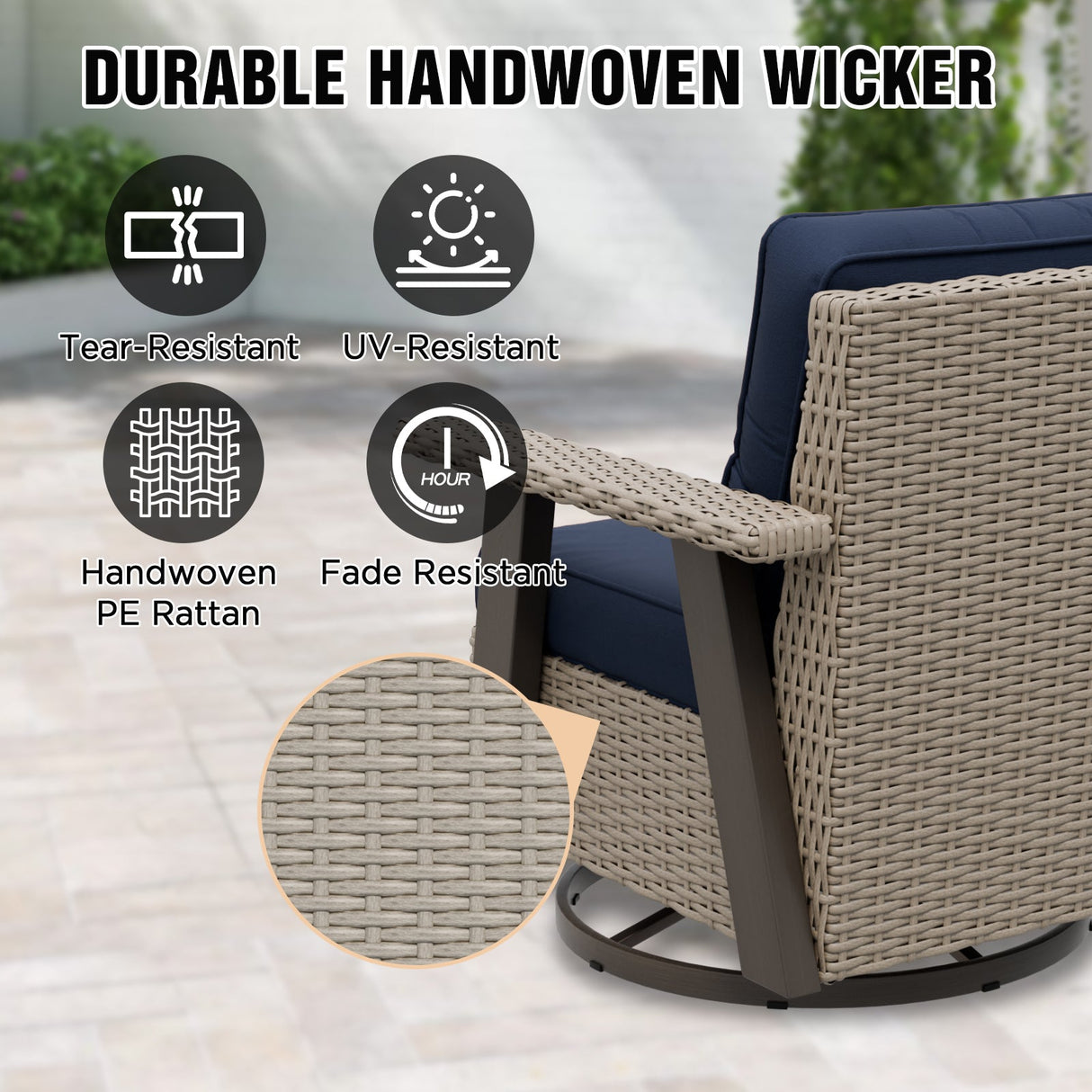 Classic Wicker Patio Bistro Set of 2, Beige/Beige, Red, Dark Blue, Tan, Black - Eagle Peak Custom Canopy Tent