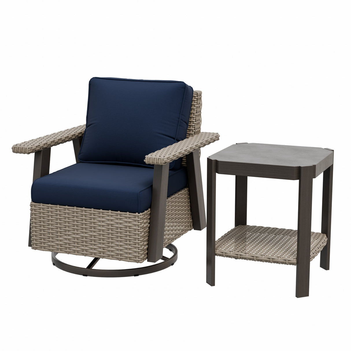 Classic Wicker Patio Bistro Set of 2, Beige/Beige, Red, Dark Blue, Tan, Black - Eagle Peak Custom Canopy Tent