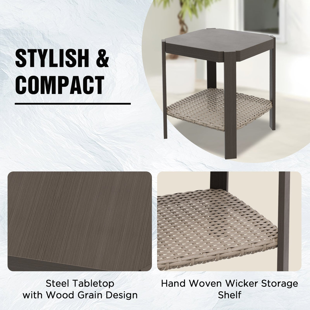 Classic Wicker Patio Bistro Set of 2, Beige/Beige, Red, Dark Blue, Tan, Black - Eagle Peak Custom Canopy Tent