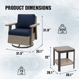 Classic Wicker Patio Bistro Set of 3, Beige/Beige, Red, Dark Blue, Tan, Black - Eagle Peak Custom Canopy Tent