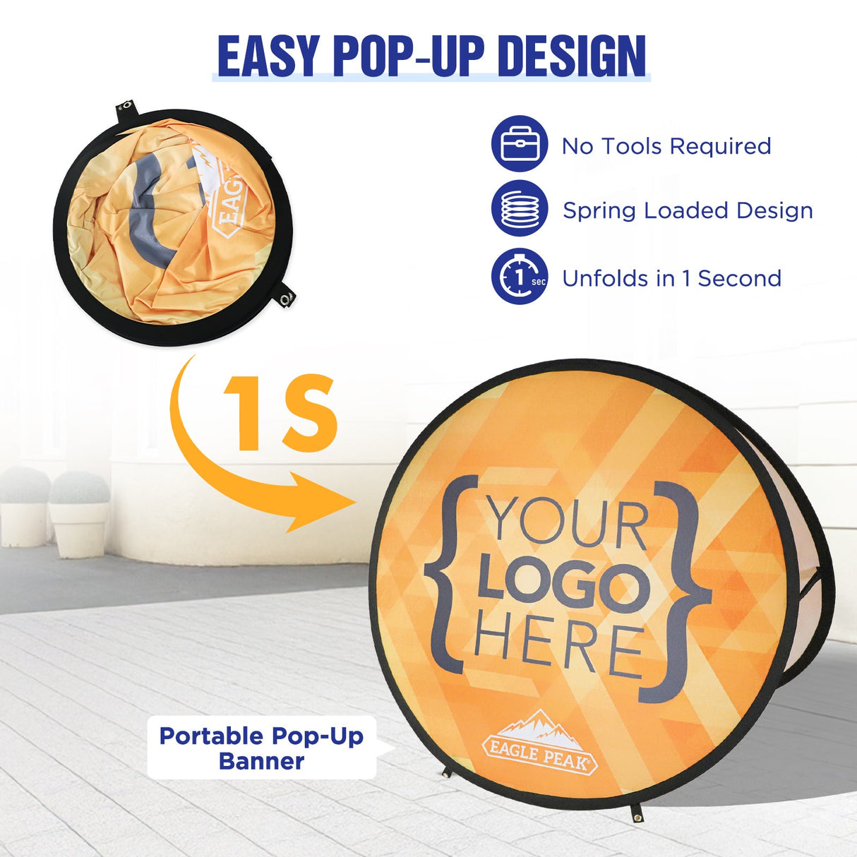 Custom A Frame Pop Up Banner Display, Vertical/Triangle/Oval/Circle/Horizontal - Eagle Peak Custom Canopy Tent