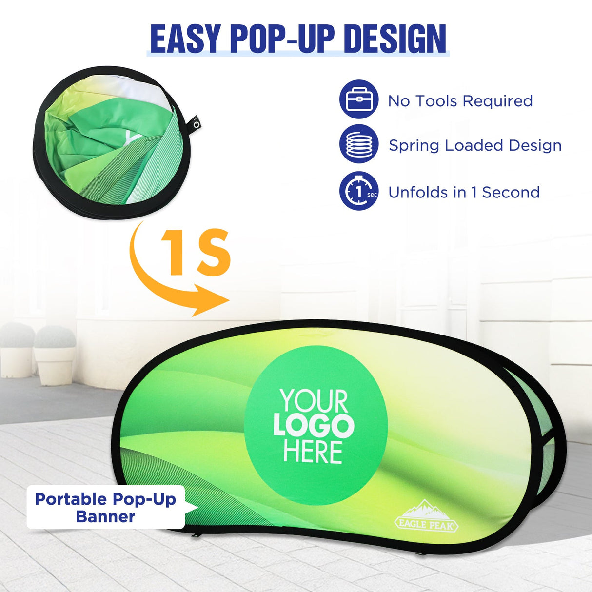 Custom A Frame Pop Up Banner Display, Vertical/Triangle/Oval/Circle/Horizontal - Eagle Peak Custom Canopy Tent