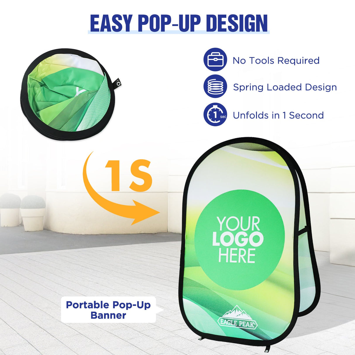 Custom A Frame Pop Up Banner Display, Vertical/Triangle/Oval/Circle/Horizontal - Eagle Peak Custom Canopy Tent