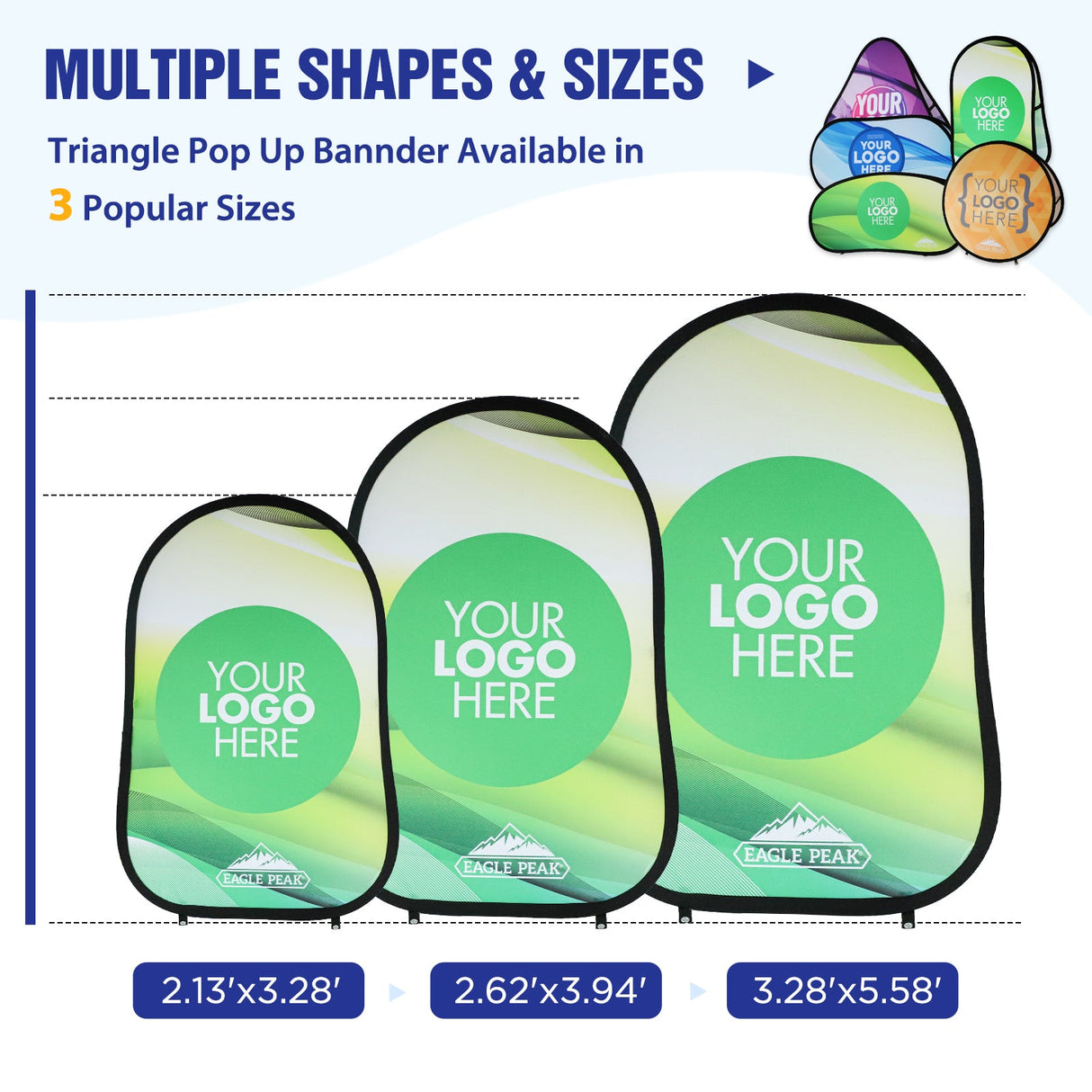 Custom A Frame Pop Up Banner Display, Vertical/Triangle/Oval/Circle/Horizontal - Eagle Peak Custom Canopy Tent
