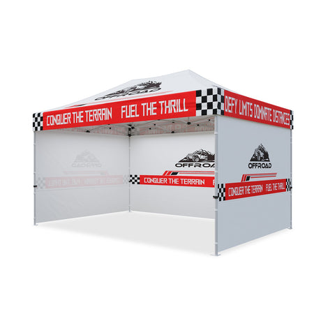 Custom Aluminum Canopy Tent with 3 Wall Panels with Logo and Prints 10x15 ft - Eagle Peak Custom Canopy Tent