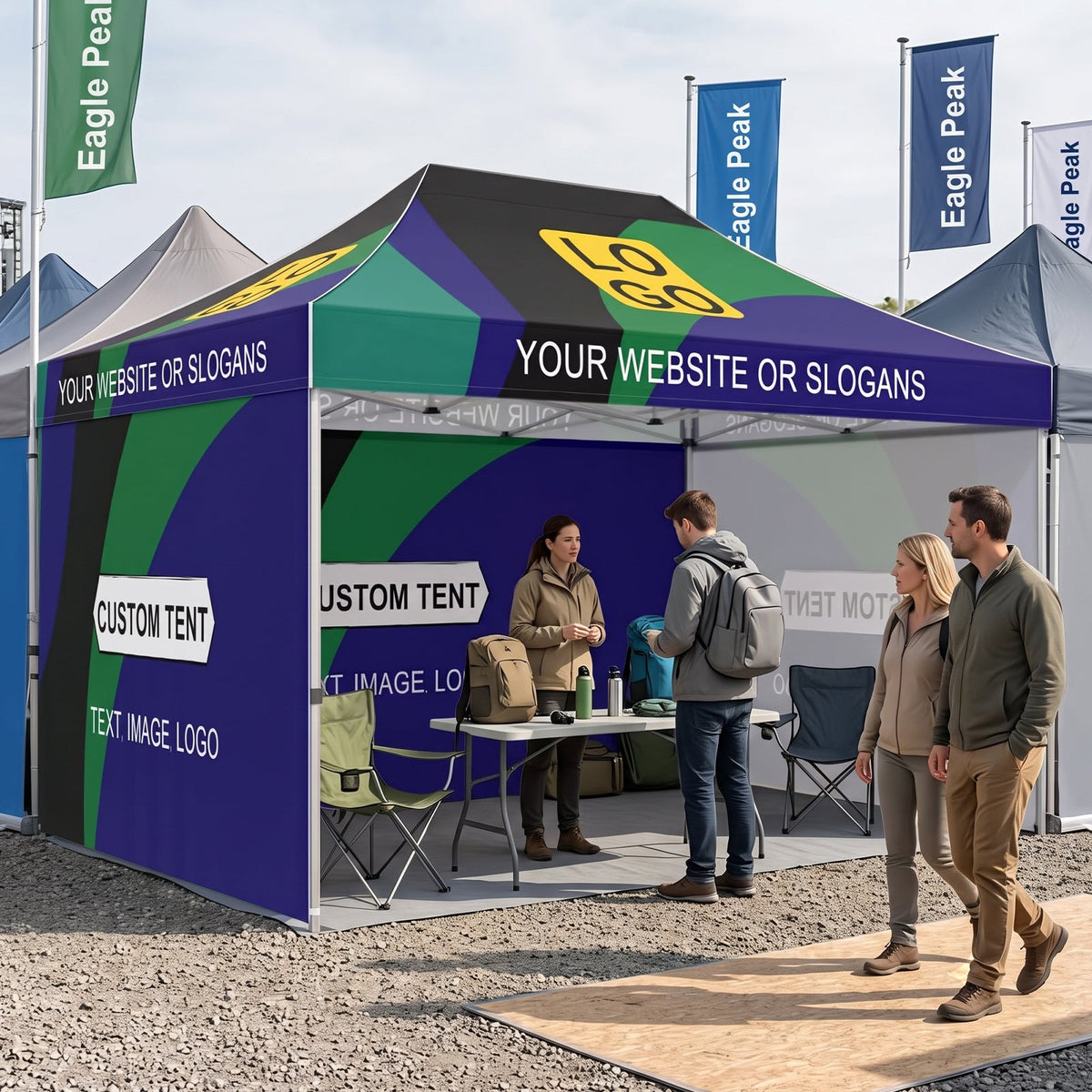 Custom Canopy Tent 10x15 with Logo, Custom Vendor Tent - Eagle Peak®