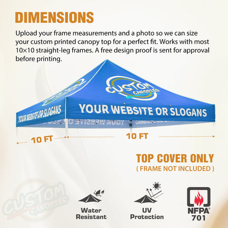 Custom Canopy Top Cover with Sidewall to Fit Your 10x10 Canopy Frame - Eagle Peak Custom Canopy Tent