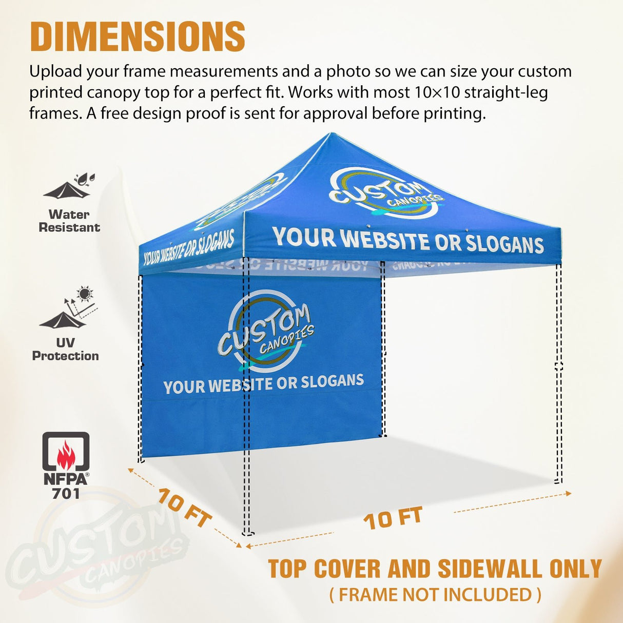 Custom Canopy Top Cover with Sidewall to Fit Your 10x10 Canopy Frame - Eagle Peak Custom Canopy Tent
