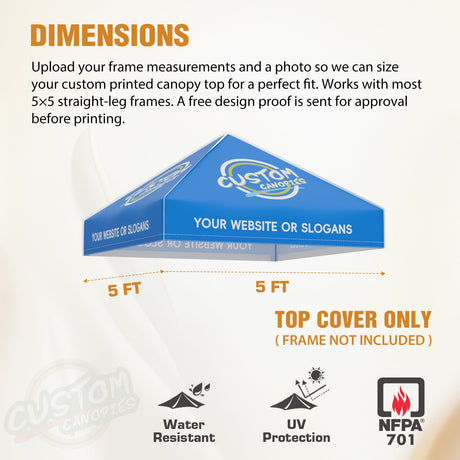 Custom Canopy Top Cover with Sidewall to Fit Your 5x5 Canopy Frame - Eagle Peak Custom Canopy Tent