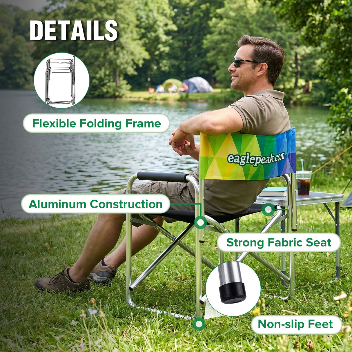 Custom Folding Director Chair with Backrest - Eagle Peak®