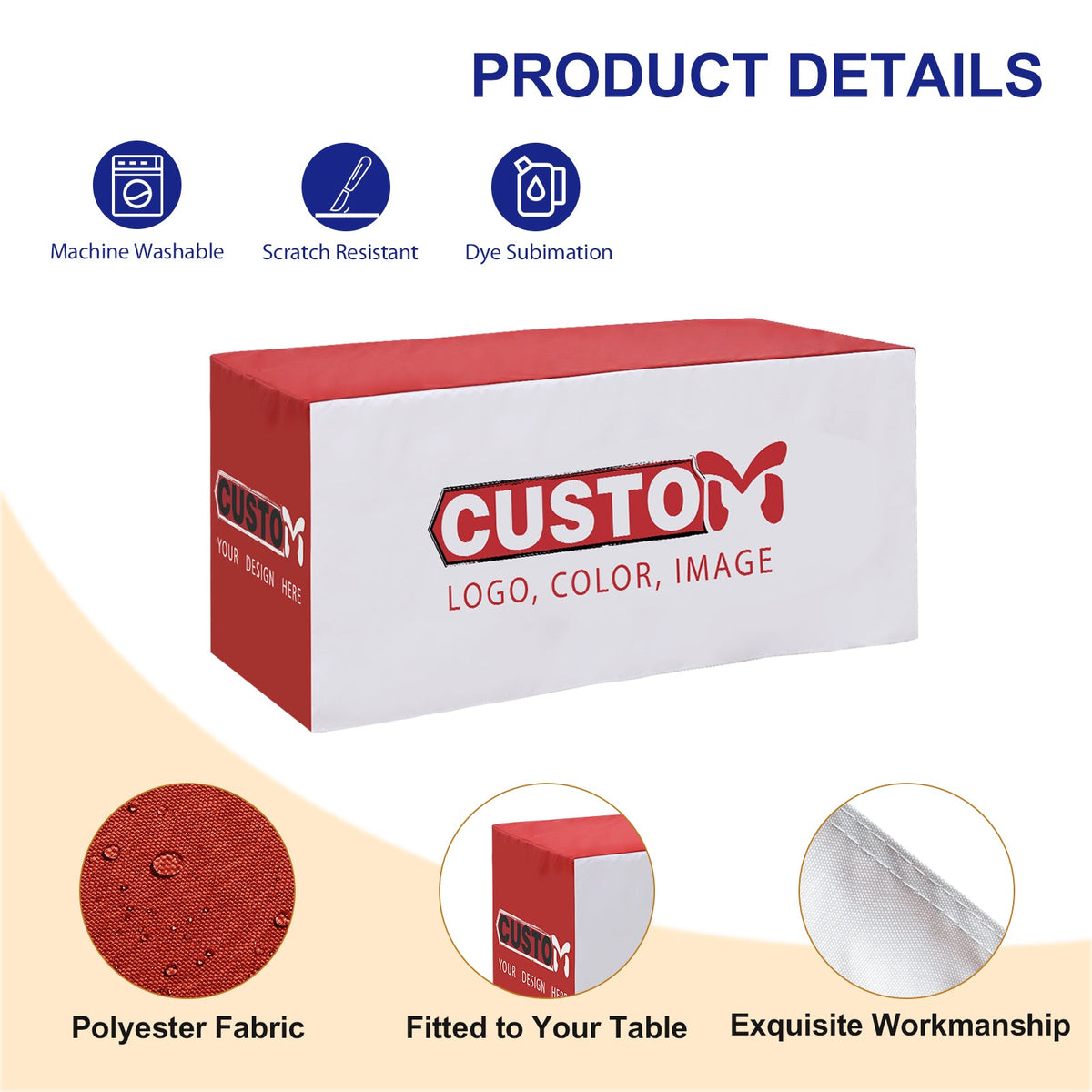 Custom Printed Standard Fit Cover with Your Logo and Design, 4/6/8ft - Eagle Peak®
