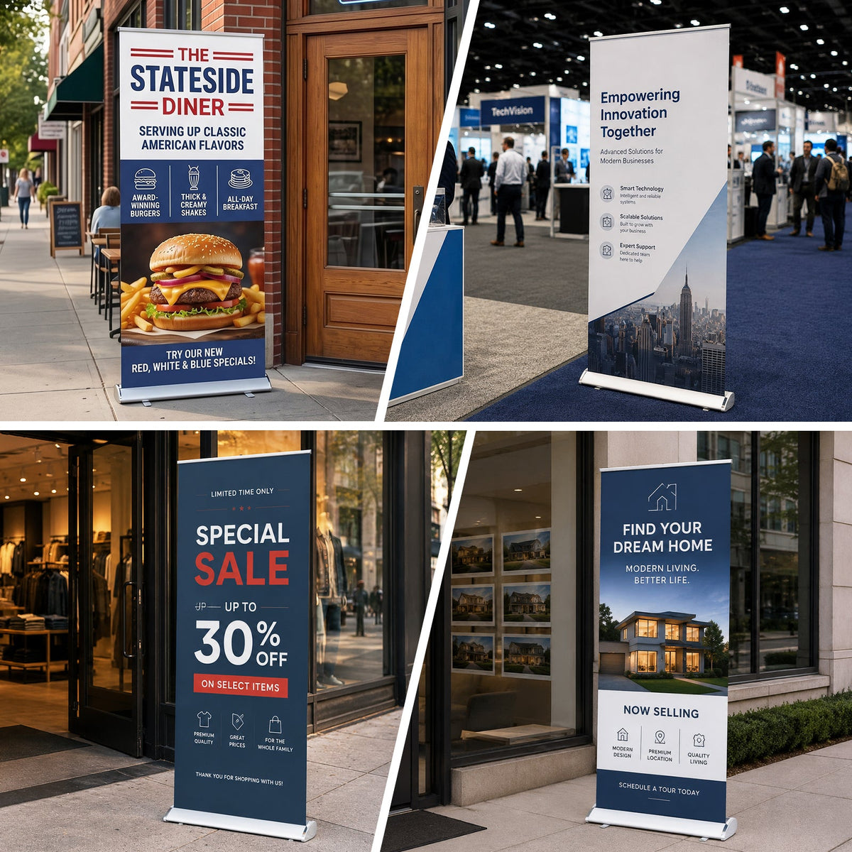 Custom Retractable Banner Stand with Your Business Logo - Eagle Peak®