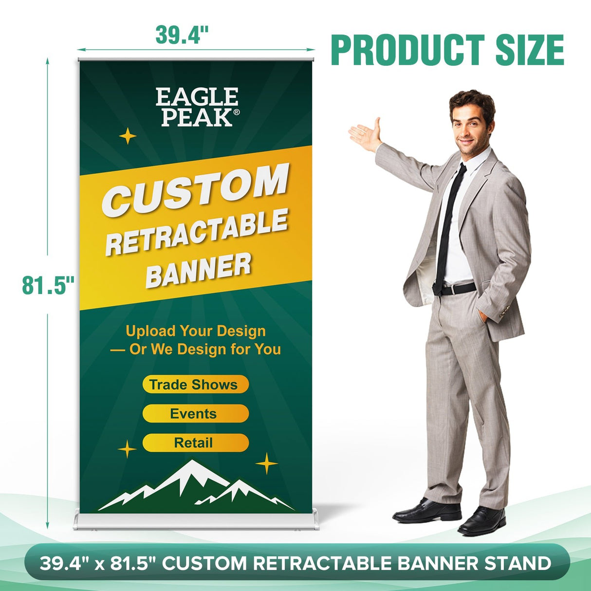 Custom Retractable Banner Stand with Your Business Logo - Eagle Peak