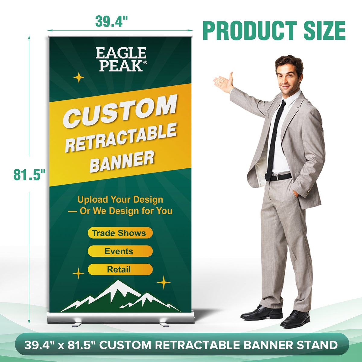 Custom Retractable Banner Stand with Your Business Logo - Eagle Peak®