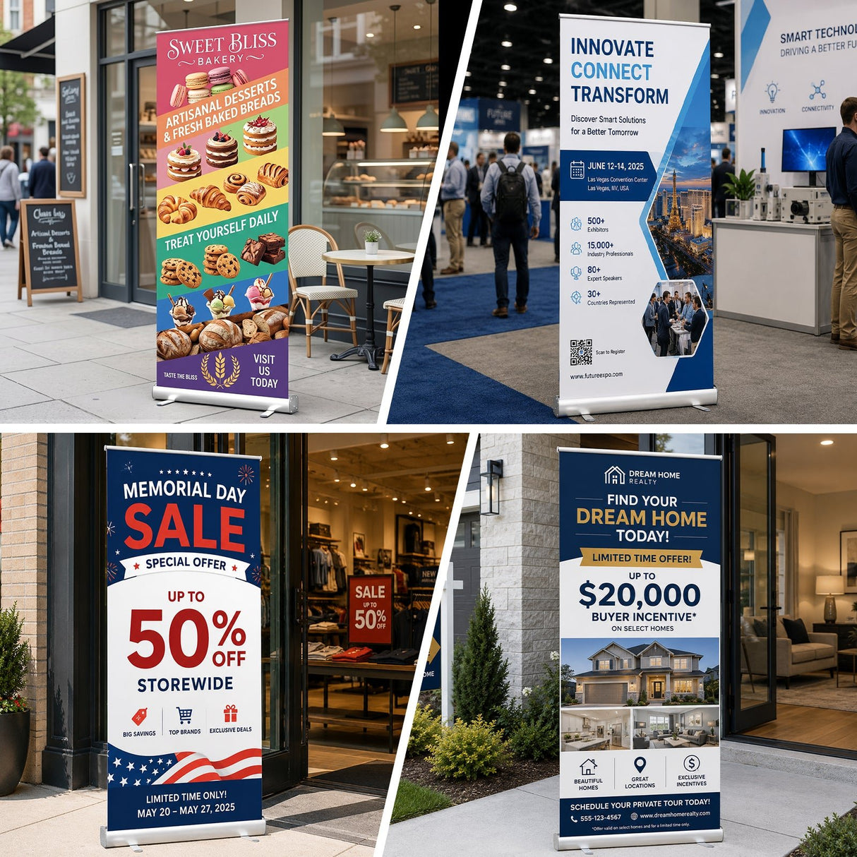 Custom Retractable Banner Stand with Your Business Logo - Eagle Peak