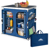 Double Camping Folding Table with Storage Organizer and Side Pockets - Eagle Peak®