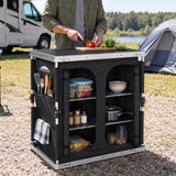 Double Camping Folding Table with Storage Organizer and Side Pockets - Eagle Peak®