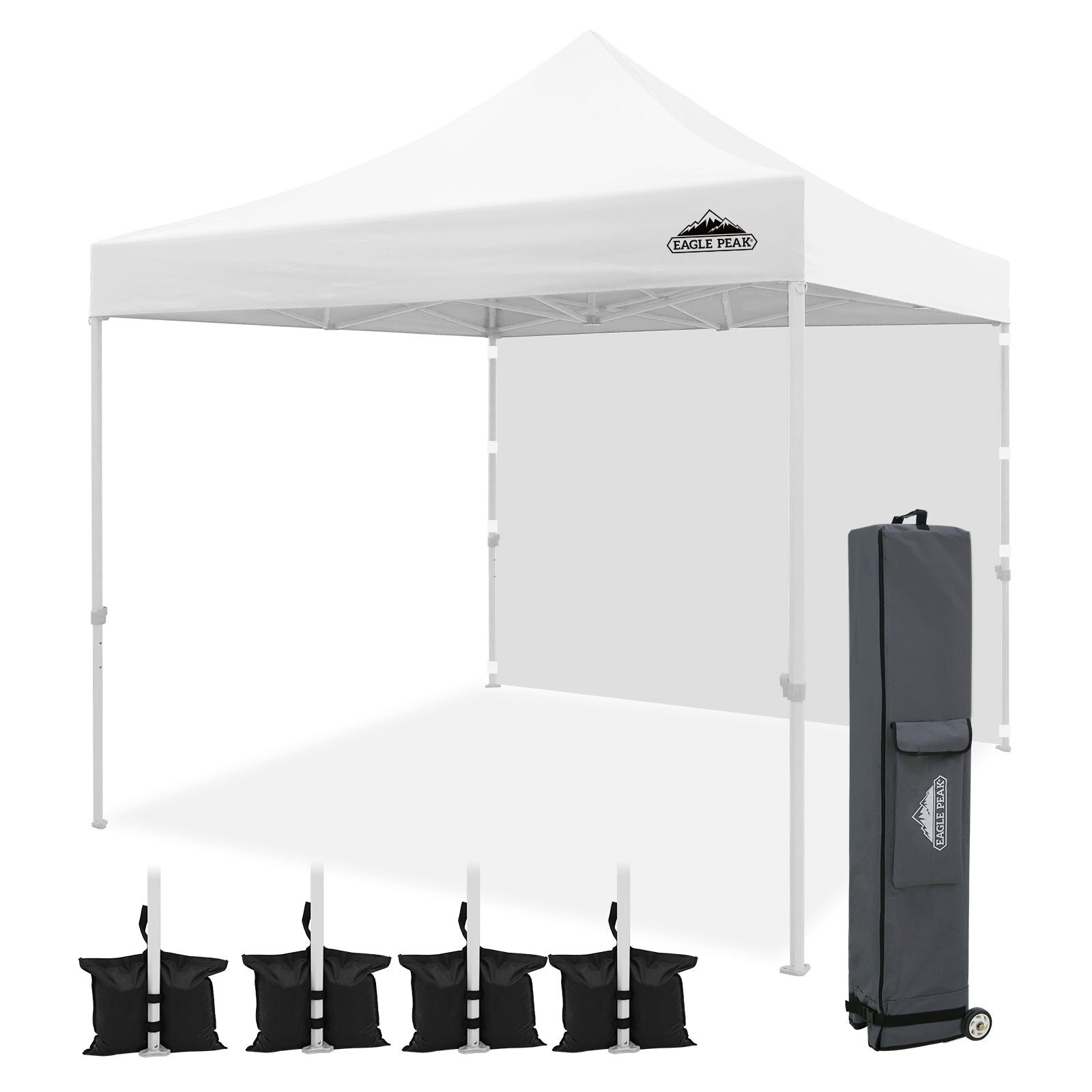 canopy tent white EAGLE PEAK 10x10 Heavy Duty Pop up Commercial Canopy Tent with One Removable Sidewall