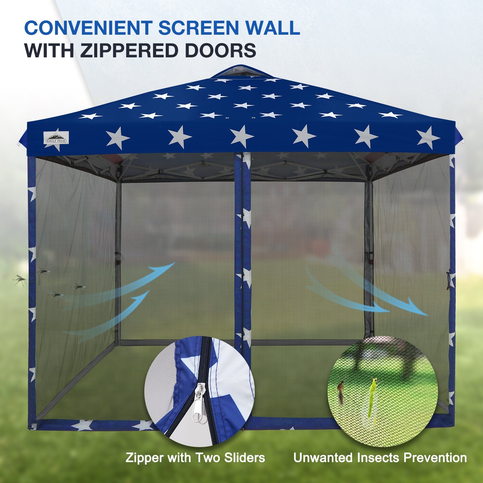 10x10 Outdoor Easy Pop up Canopy with Netting Mesh Side