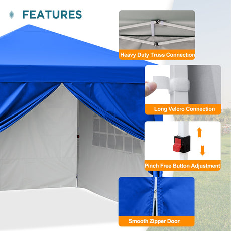 EAGLE PEAK 10x10 Pop Up Canopy Tent with 4 Side Walls, Easy Set up Shelter with 100 Square Feet of Shade, Blue / Red / Gray / White / Black - Eagle Peak Custom Canopy Tent