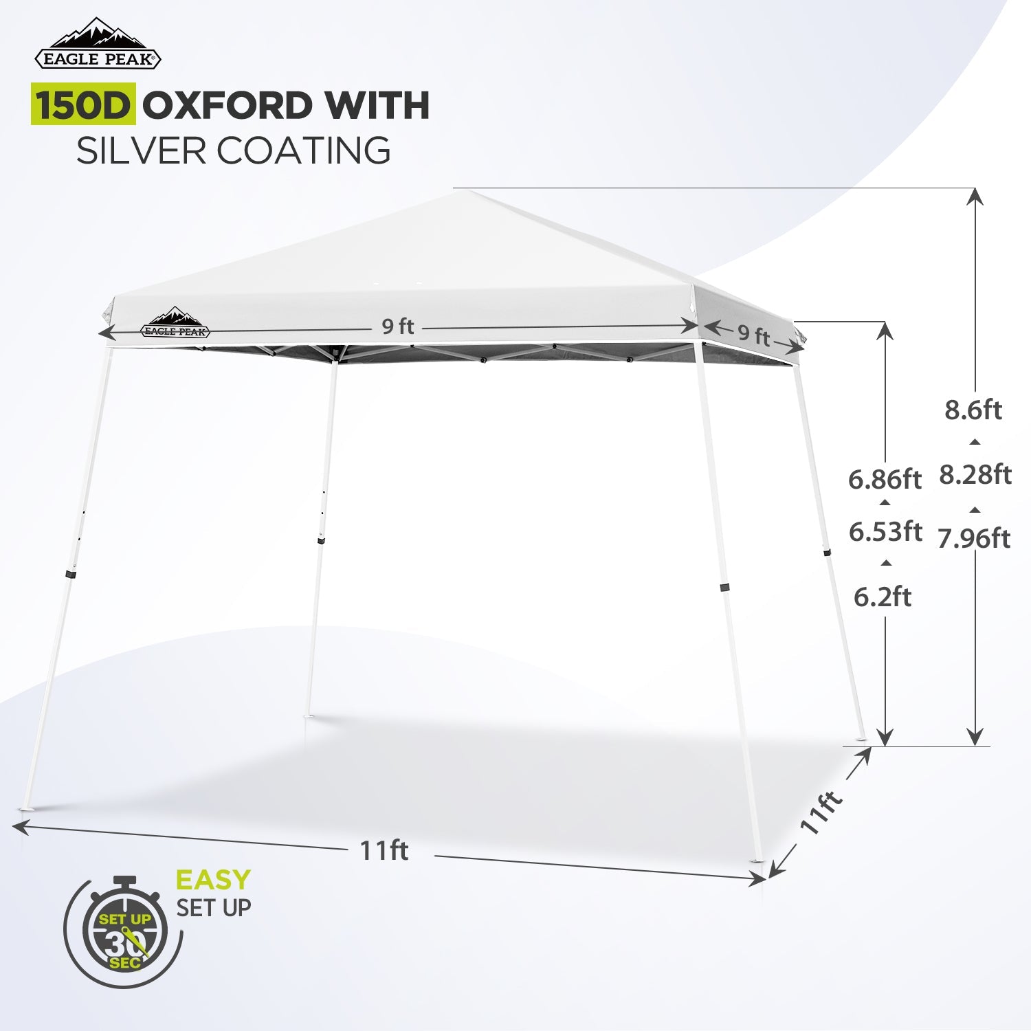 11x11 Slant Leg Pop-up Canopy Tent – Eagle Peak Custom