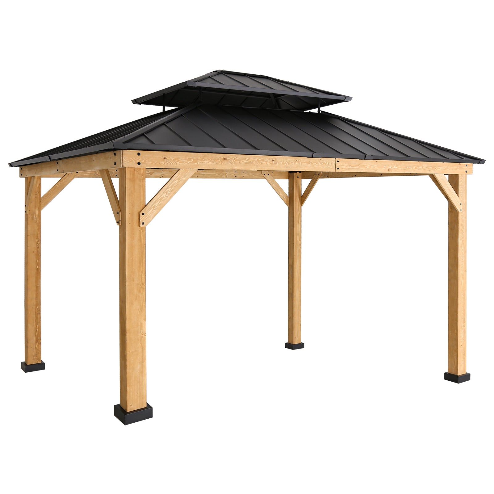 13x11 Hardtop Gazebo, Glavanized Steel Double Roof – Eagle Peak