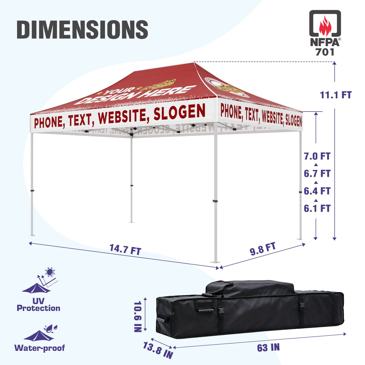 EAGLE PEAK 40mm Hex Leg Aluminum Commercial Custom Canopy Tent 10x15 - CLICK TO CONFIGURE - Package Prices Start at $999.00 - Eagle Peak