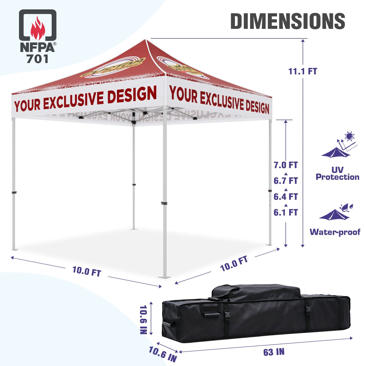 EAGLE PEAK ALX4010 40mm Aluminum Hex Leg Commercial Custom Canopy Tent 10x10 - CLICK TO CONFIGURE - Package Prices Start at $789.00 - Eagle Peak