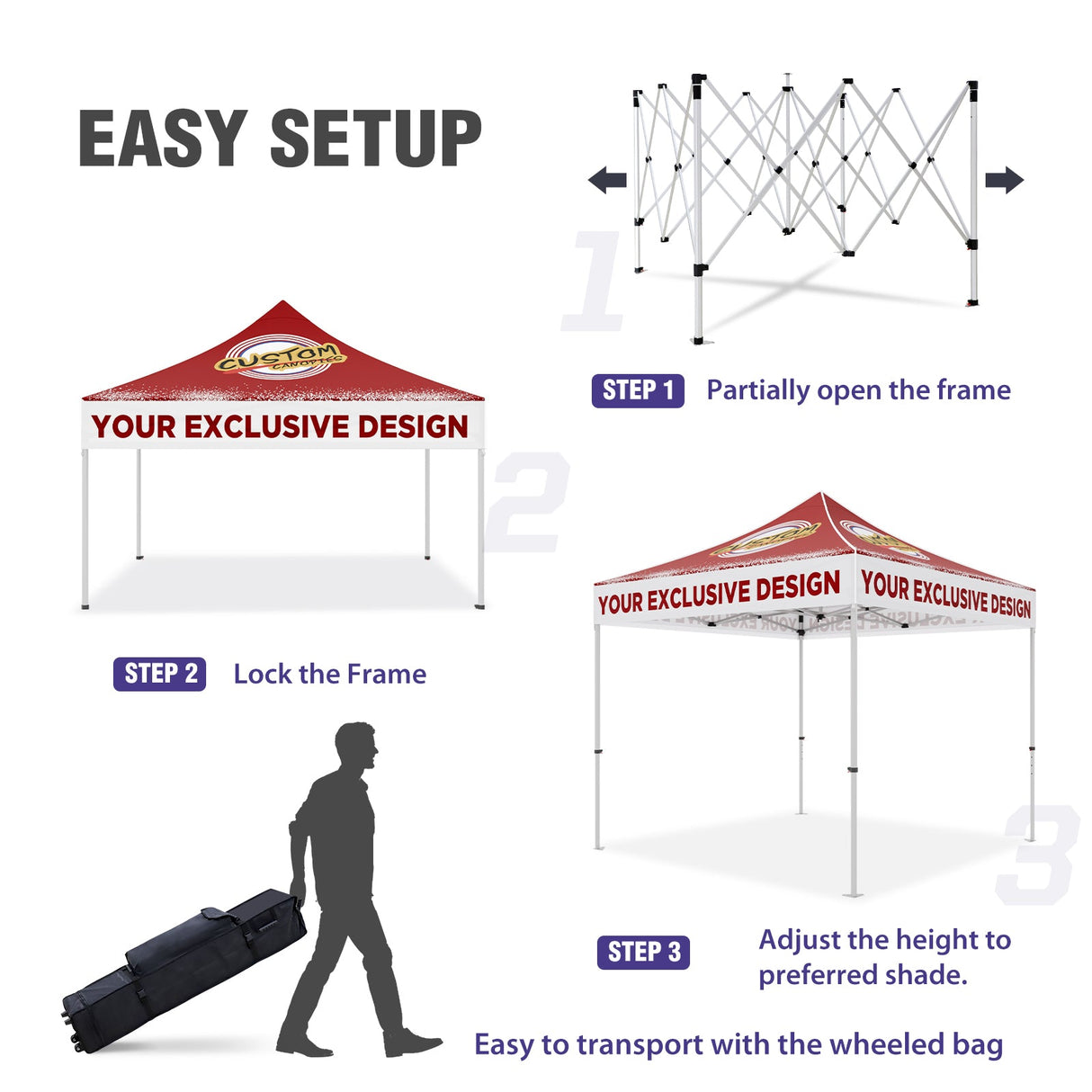 EAGLE PEAK ALX4010 40mm Aluminum Hex Leg Commercial Custom Canopy Tent 10x10 - CLICK TO CONFIGURE - Package Prices Start at $789.00 - Eagle Peak