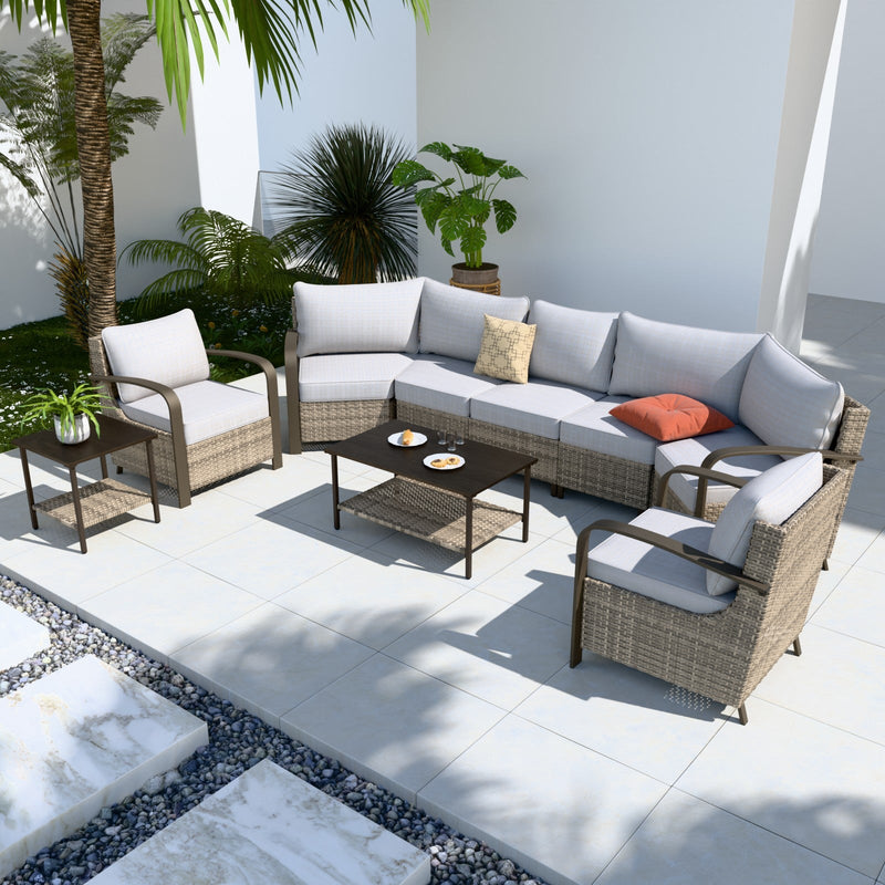 EAGLE PEAK Coastal Vista Outdoor Patio Furniture Set with Curved Secti