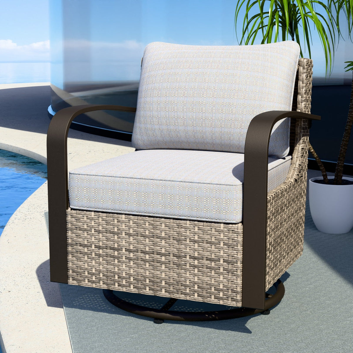 Coastal Vista Outdoor Swivel Wicker Rocker Chair – Eagle Peak