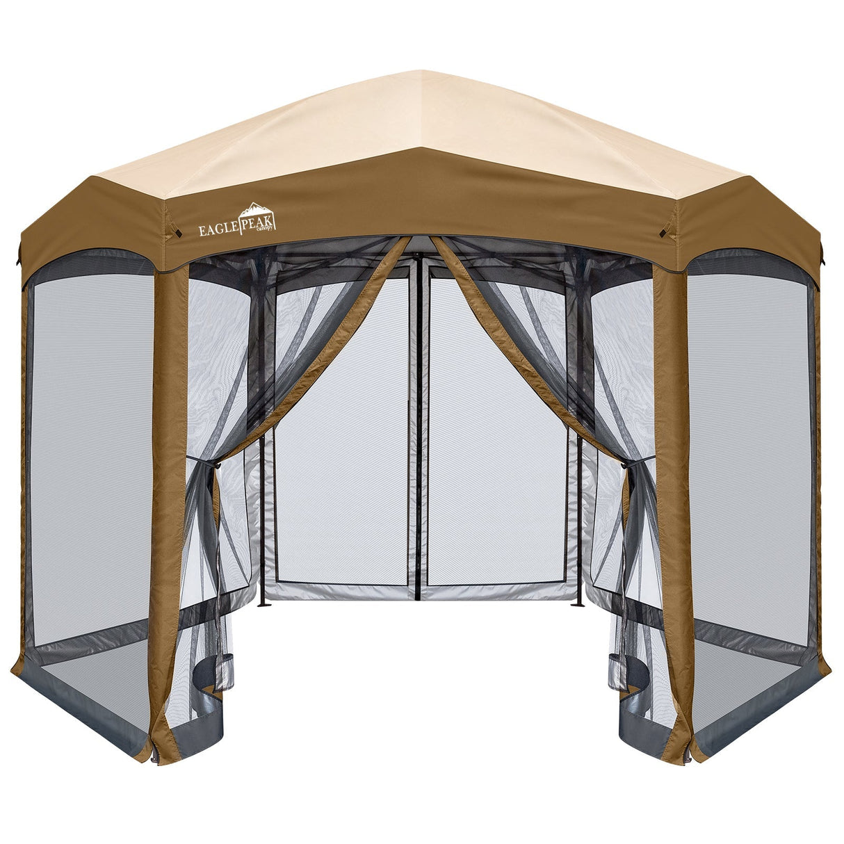 EAGLE PEAK Pop - Up Camping 6 Sided (6x6x6) Gazebo w/ Mosquito Netting Easy Center Canopy Shelter Instant Tent - Eagle Peak