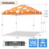 Eagle Peak SHADE GRAPHiX Easy Setup 10x10 Pop Up Canopy Tent (Orange Mushroom Top) - Eagle Peak Custom Canopy Tent