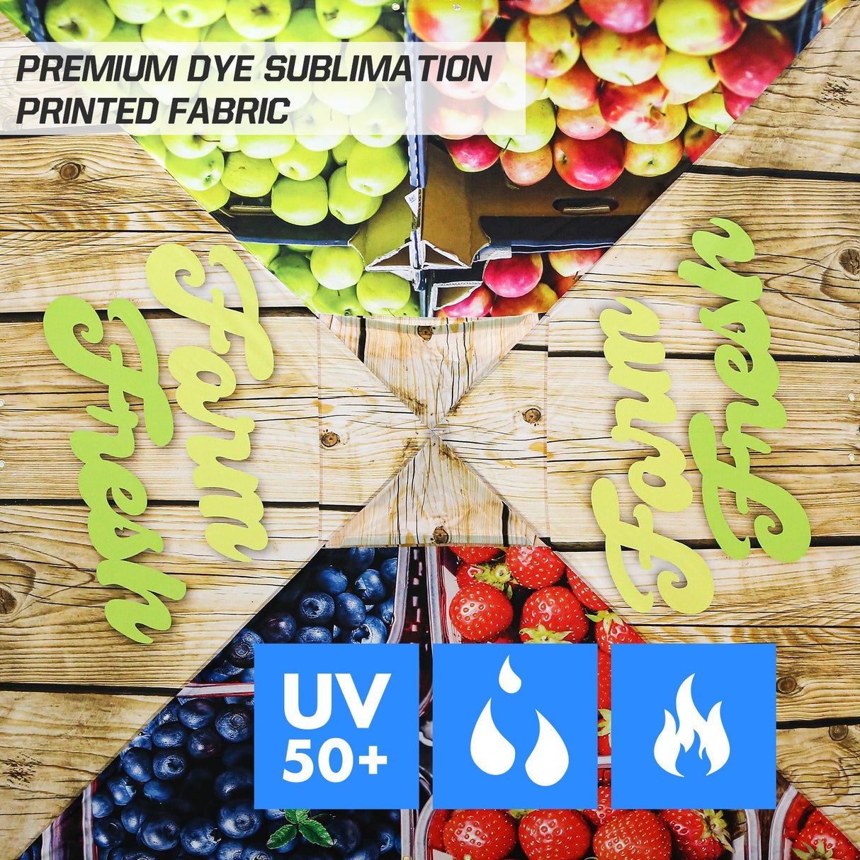 Eagle Peak SHADE GRAPHiX Easy Setup 10x10 Pop Up Canopy Tent with Digital Printed Fruit - Eagle Peak Custom Canopy Tent