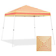 Eagle Peak SHADE GRAPHiX Slant Leg 10x10 Easy Setup Pop Up Canopy Tent with Digital Printed Orange Yellow Stripe Top - Eagle Peak Canopy and Outdoor Products