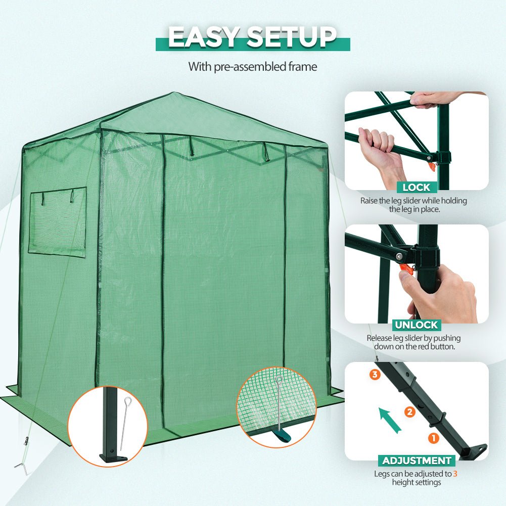 Easy Fast Setup Instant 6x4 Walk - in Indoor/Outdoor Greenhouse - Eagle Peak