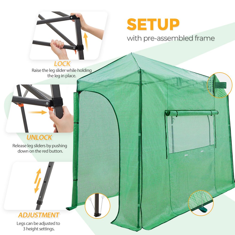 Easy Setup 10x5 Portable Lean to Pop Up Greenhouse - Eagle Peak