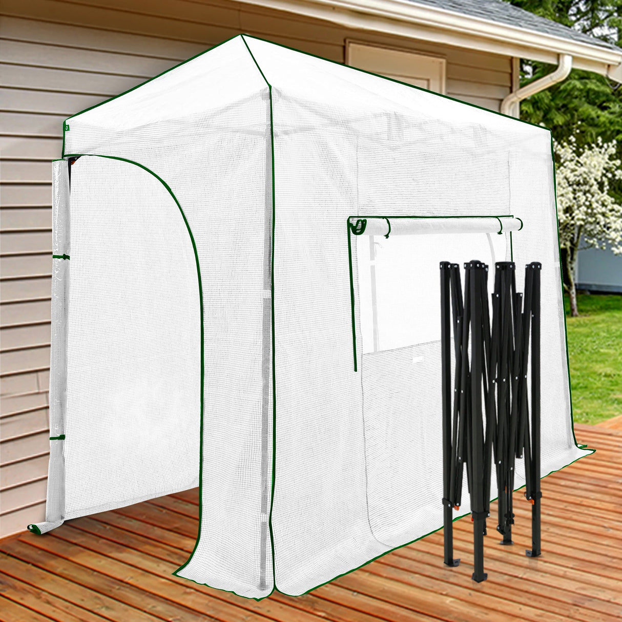 Easy Setup 10x5 Portable Lean to Pop Up Greenhouse - Eagle Peak Custom Canopy Tent