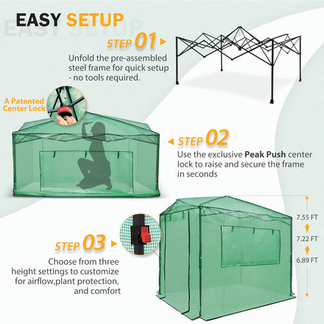 Easy Setup 8x6 Instant Pop Up Greenhouse - Eagle Peak